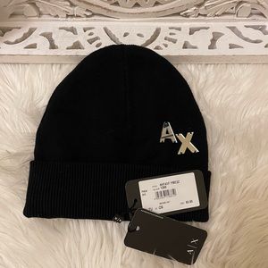 New with tags Armani Exchange black beanie unisex